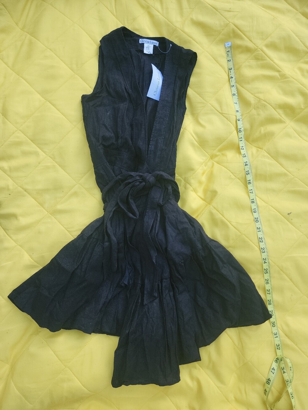 Cristian Lacroix Sleeveless Black Wrap Dress with Tie Waist